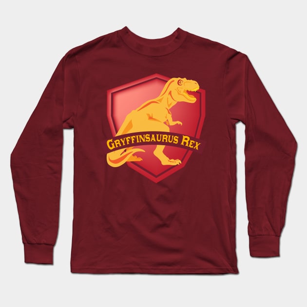 Mesozogwarts Gryffinsaurus Rex Long Sleeve T-Shirt by KimbasCreativeOutlet